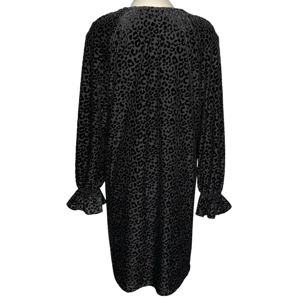Nine West Shift Dress Black Leopard Print Velvet Burnout Size 16 Indie Witchy - Picture 10 of 16